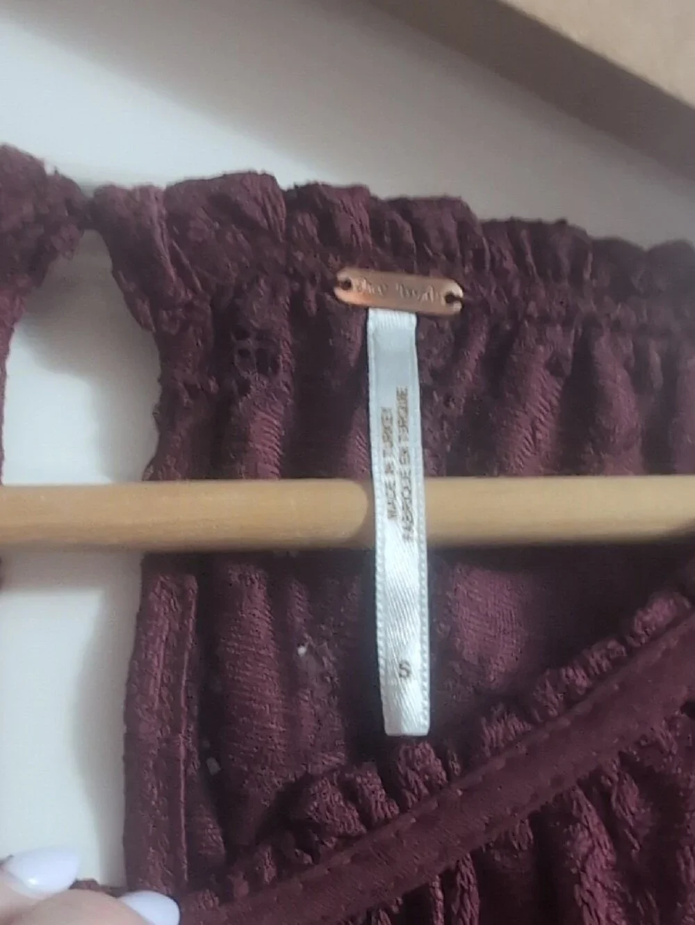 Free People Burgundy Lace Long-Sleeve Blouse